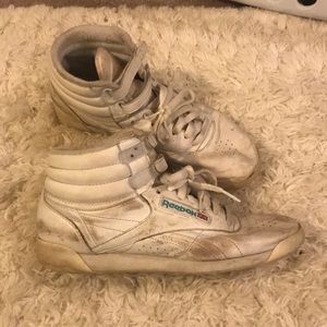 VINTAGE distressed Reebok Freestyle Hi Top